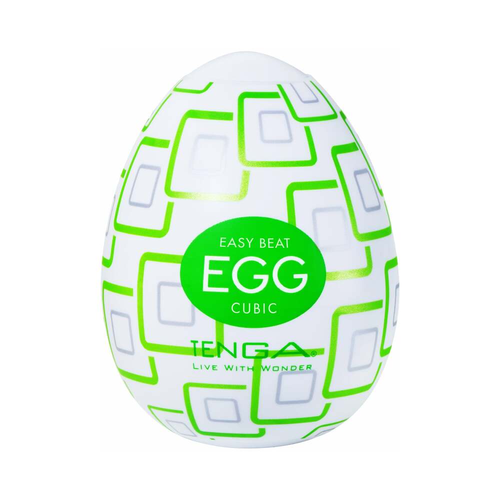 Tenga Egg Cubic White TENGA Egg Cubic package with bright-green square pattern