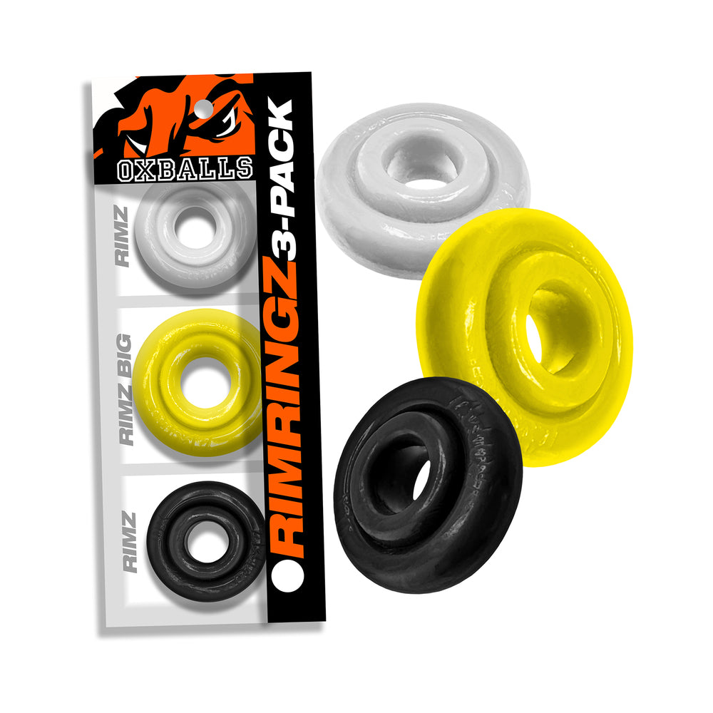 Oxballs Rimringz Multi Size 3-Pack Shockwave Shockwave Oxballs Rimringz clear yellow and black ring pack