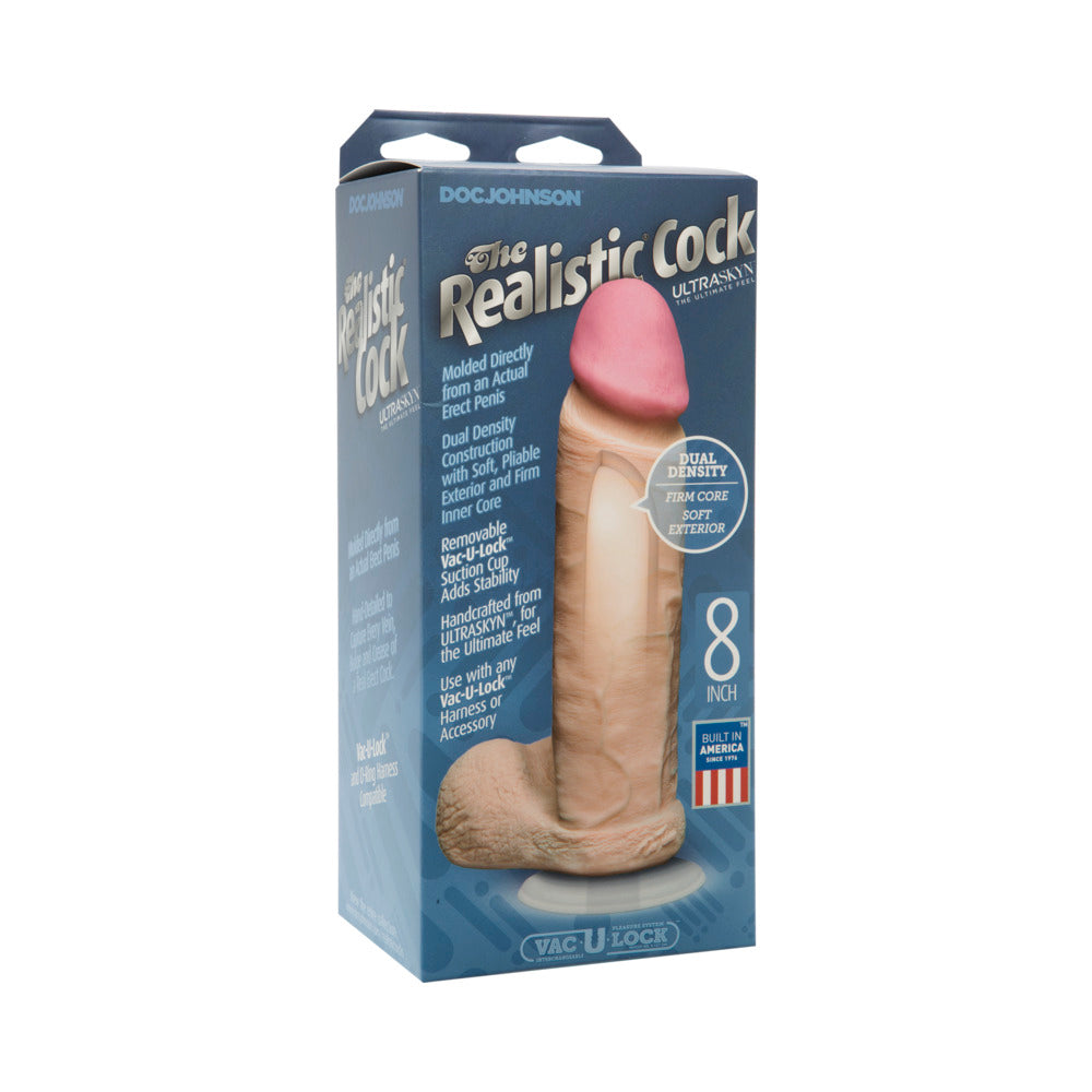 The Realistic Cock - UR3 - 8 Inch White Doc Johnson UR3 8-inch realistic dildo in blue retail box
