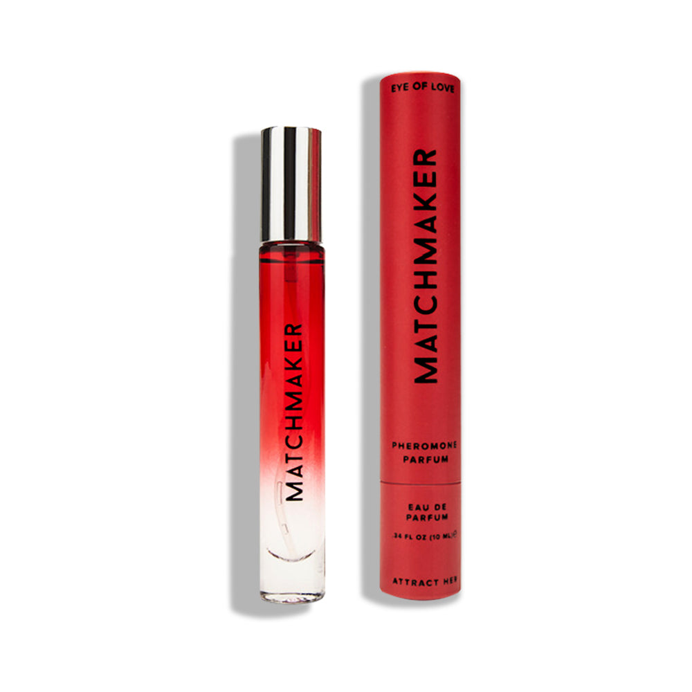Eye of Love Matchmaker Red Diamond Attract Her LGBTQ Pheromone Parfum 10 ml red Attract Her 10 ml roll-on beside red Matchmaker carton