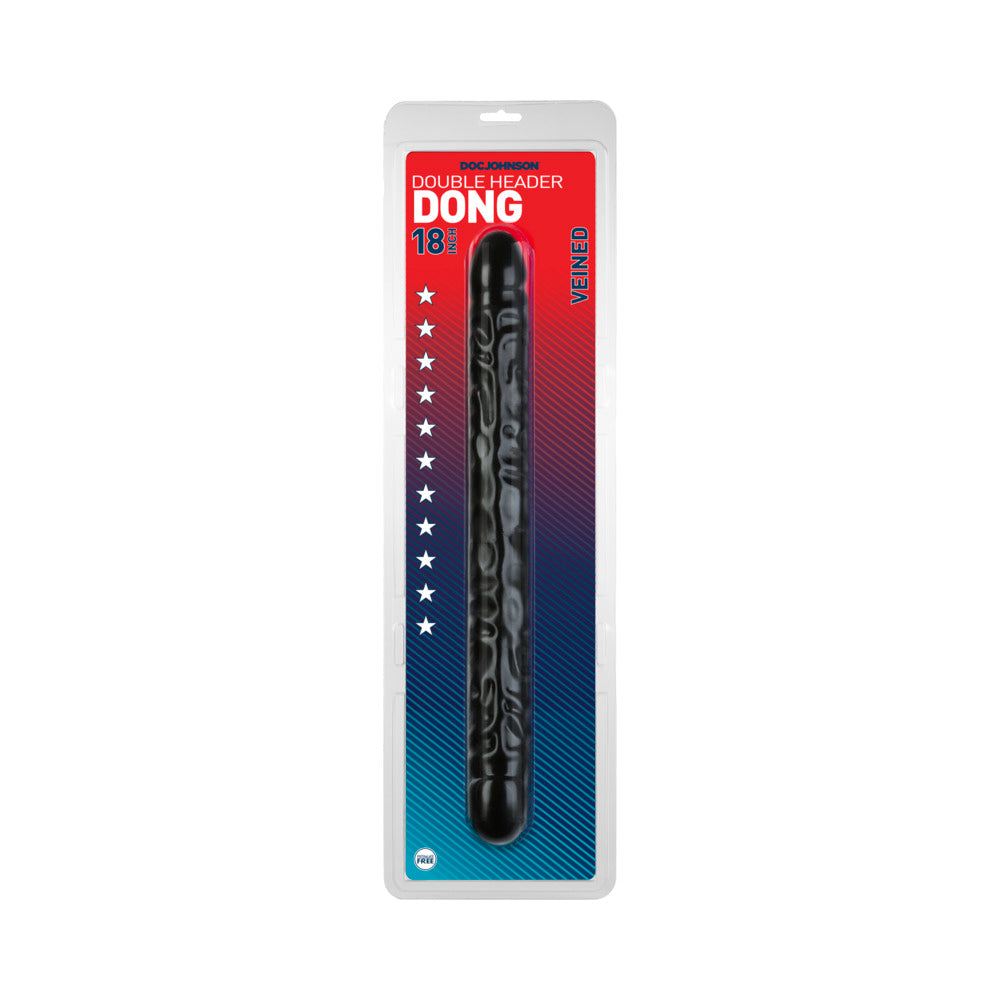 Veined Double Header Dong Doc Johnson 18-inch black veined double-header dong in retail package