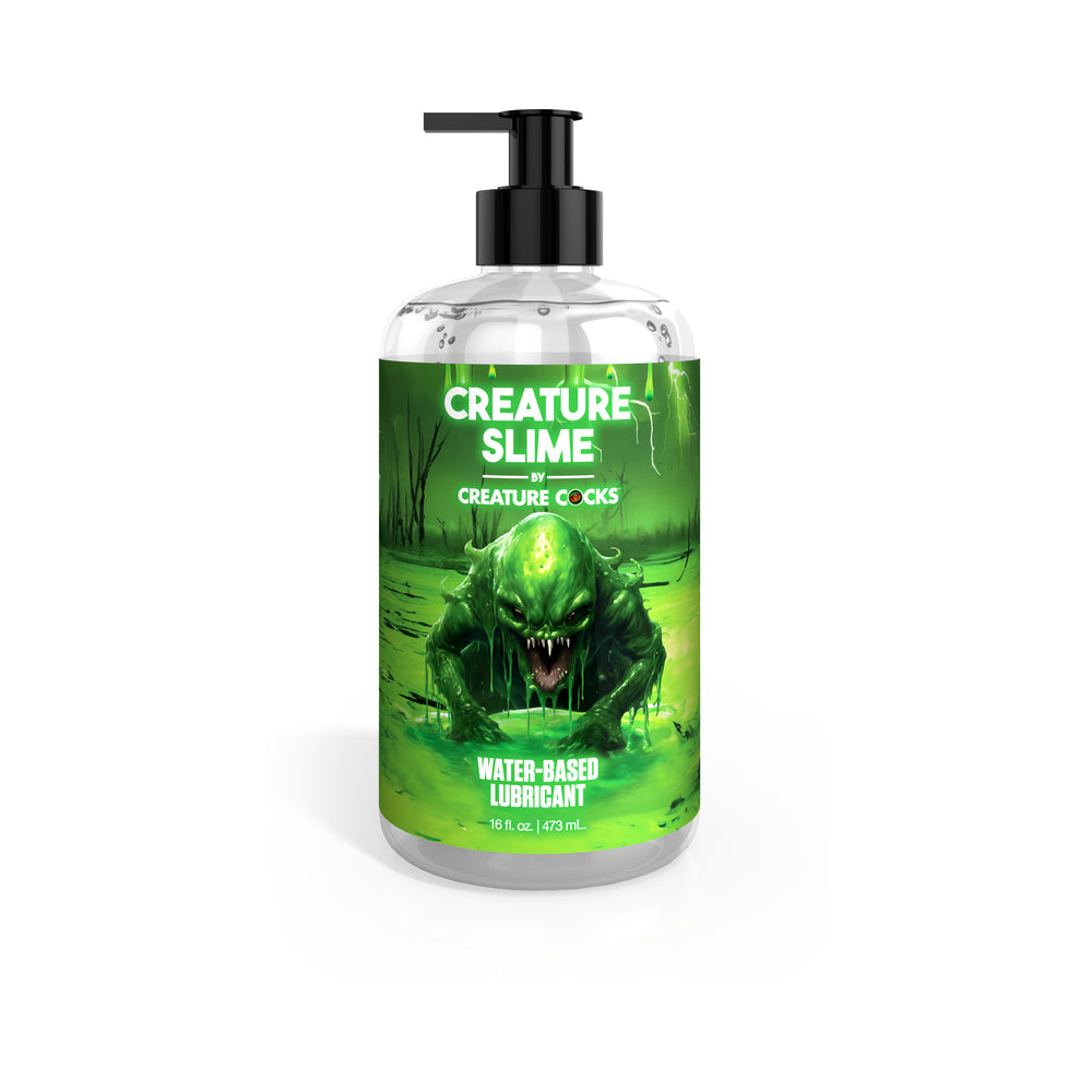 Creature Slime Water-Based Lubricant 16 oz. XR Brands Creature Slime clear water-based lubricant in 16 oz pump bottle with green monster label