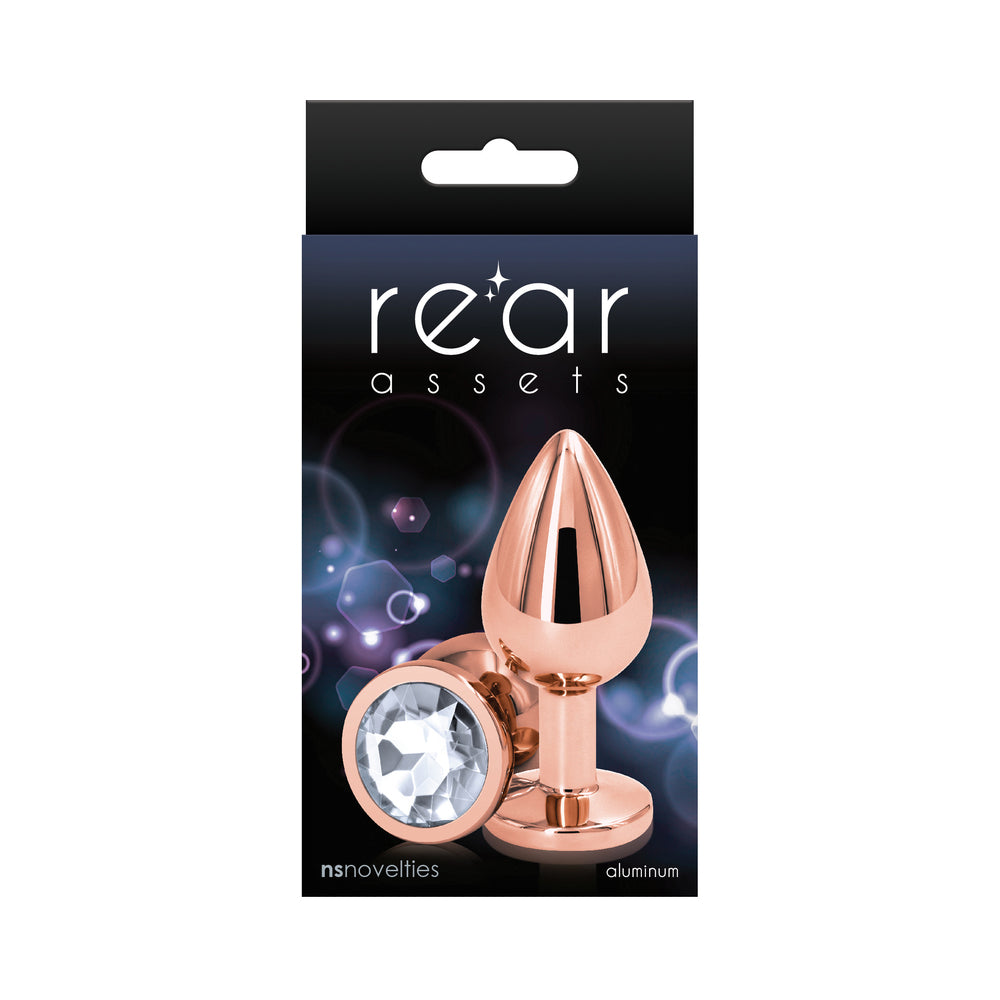 Rear Assets Rose Gold Anal Plug Medium Clear Rear Assets Rose Gold Anal Plug Medium Clear
