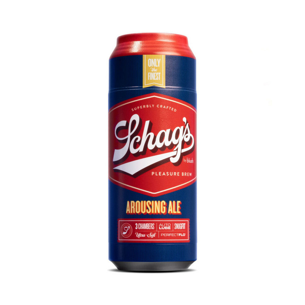Schag''s Arousing Ale Self-Lubricating Stroker Frosted Schag's Arousing Ale blue stroker in red-and-navy can shell
