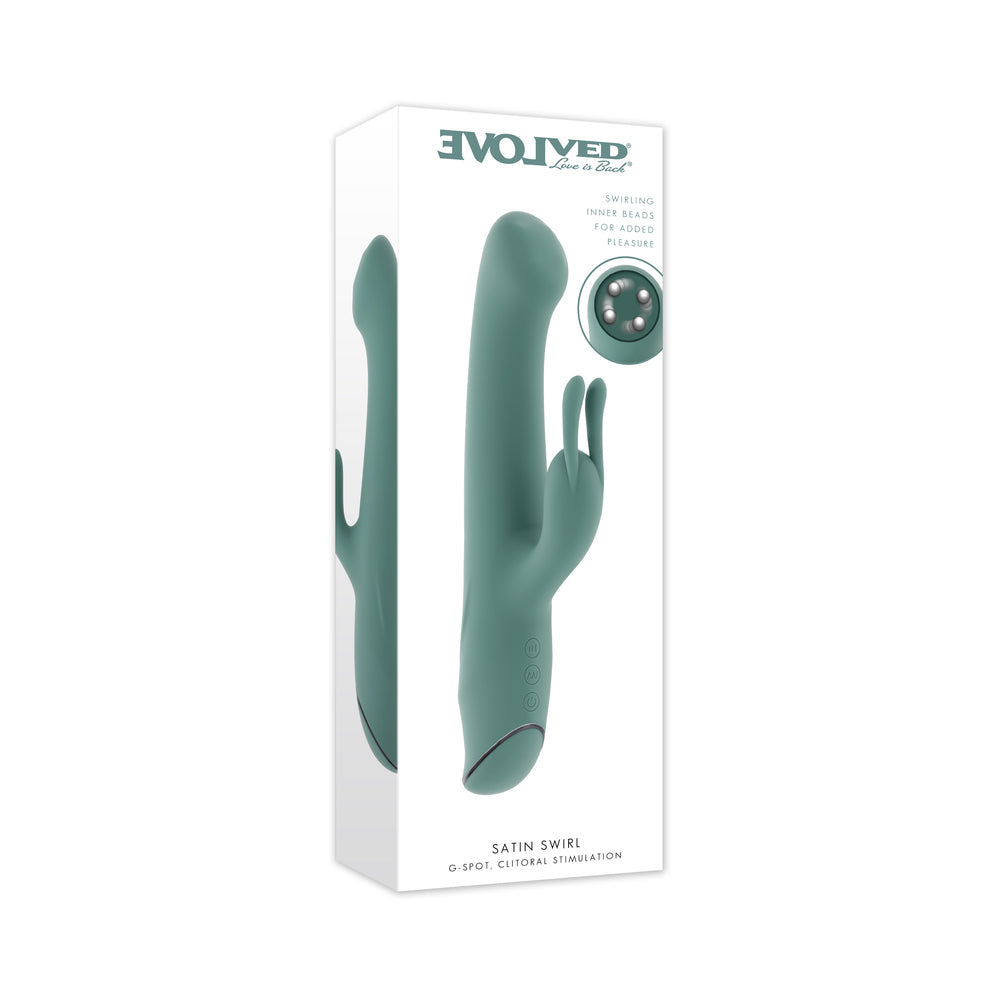 Evolved Satin Swirl Mint Evolved Satin Swirl mint retail box with curved product profile