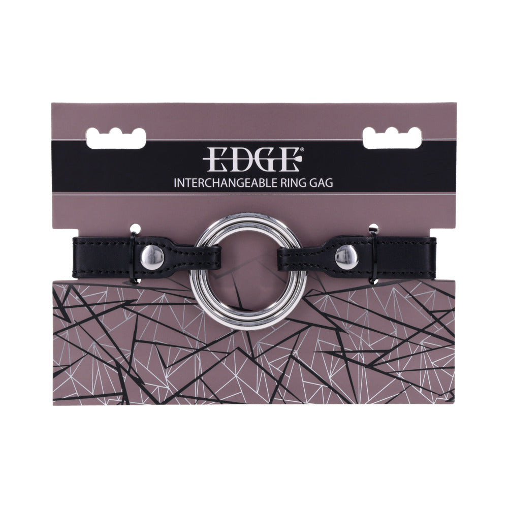 Sportsheets Edge Interchangeable Ring Gag Sportsheets Edge black strap gag with interchangeable silver ring