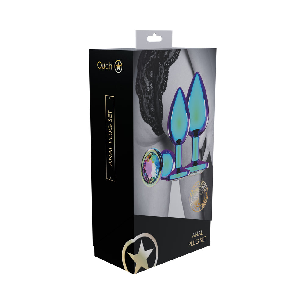 Ouch! International Venice Collection Metal Anal Plug Set Iridescent Ouch International Venice three-piece iridescent anal plug set