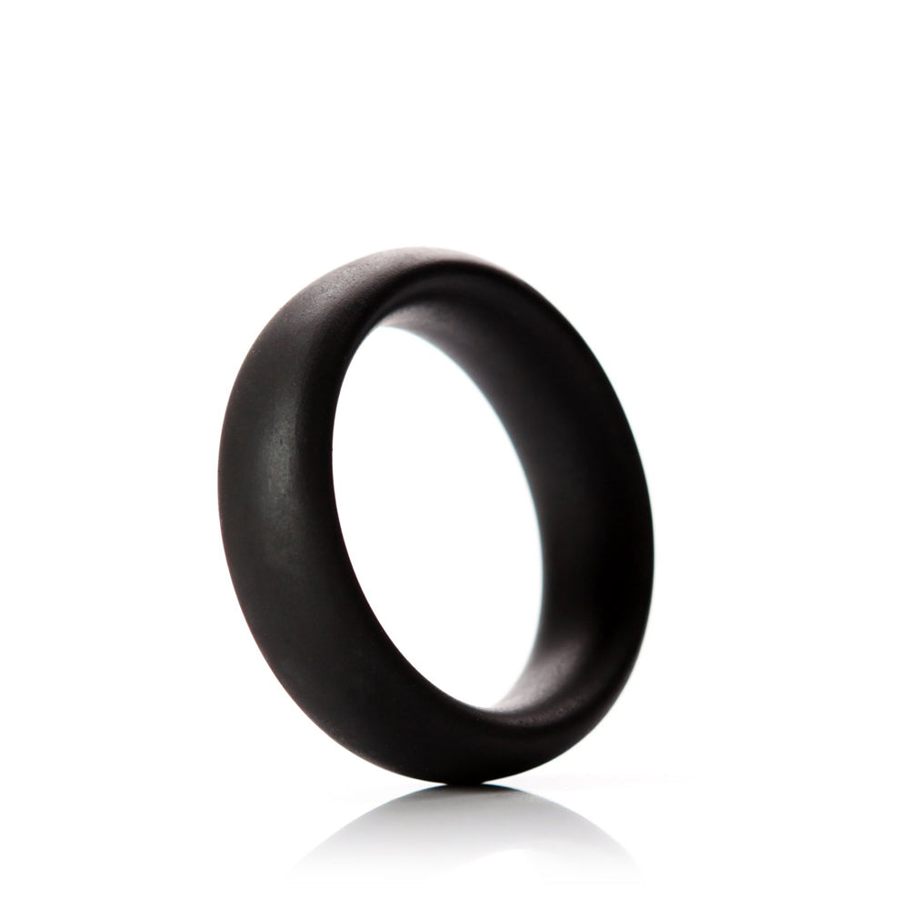 Tantus Beginner C-Ring 2 in. Onyx Single dark Tantus Beginner C-ring with broad rounded circular profile