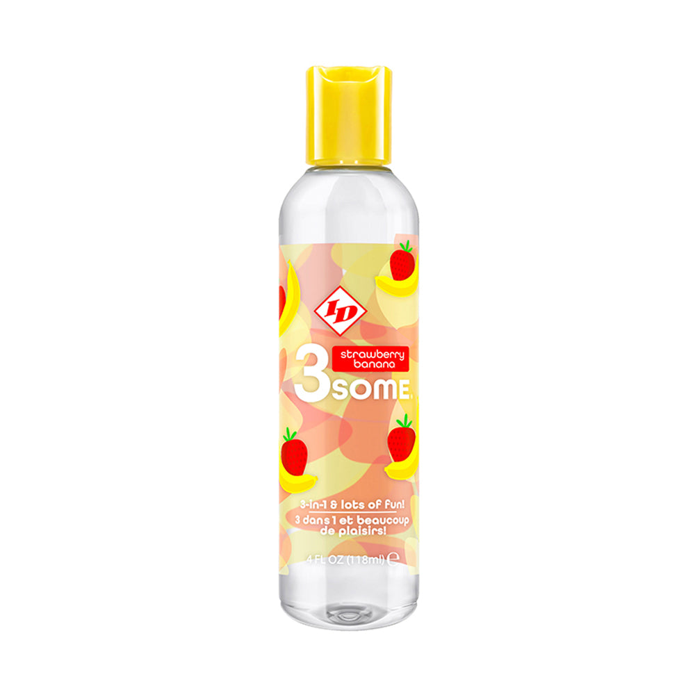 ID 3some Strawberry Banana Water-Based Lube ID 3some Strawberry Banana lube bottle with yellow cap