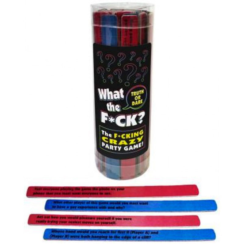 What the F*ck? - Truth or Dare What the F*ck Truth or Dare clear tube with red and blue prompt sticks