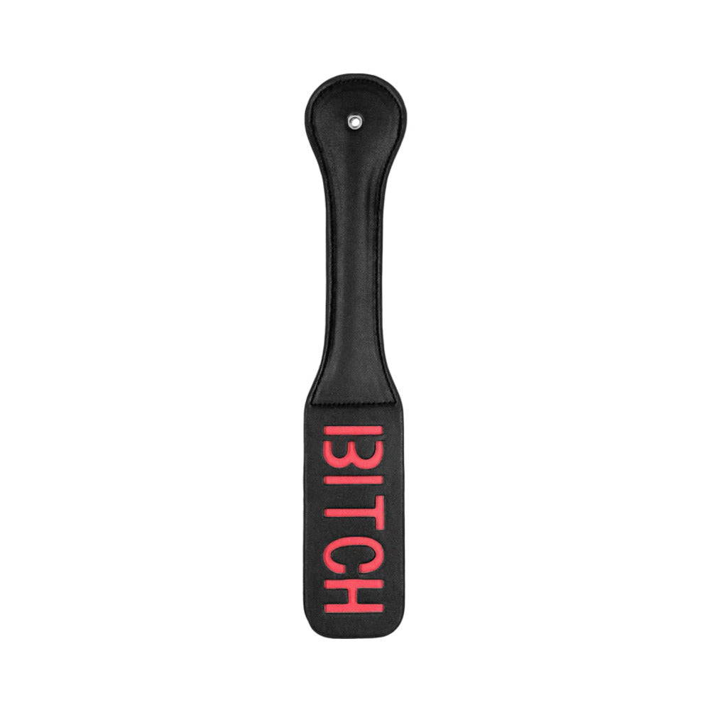 Ouch! ''Bitch'' Paddle Black Black Ouch paddle with red BITCH lettering and rounded handle