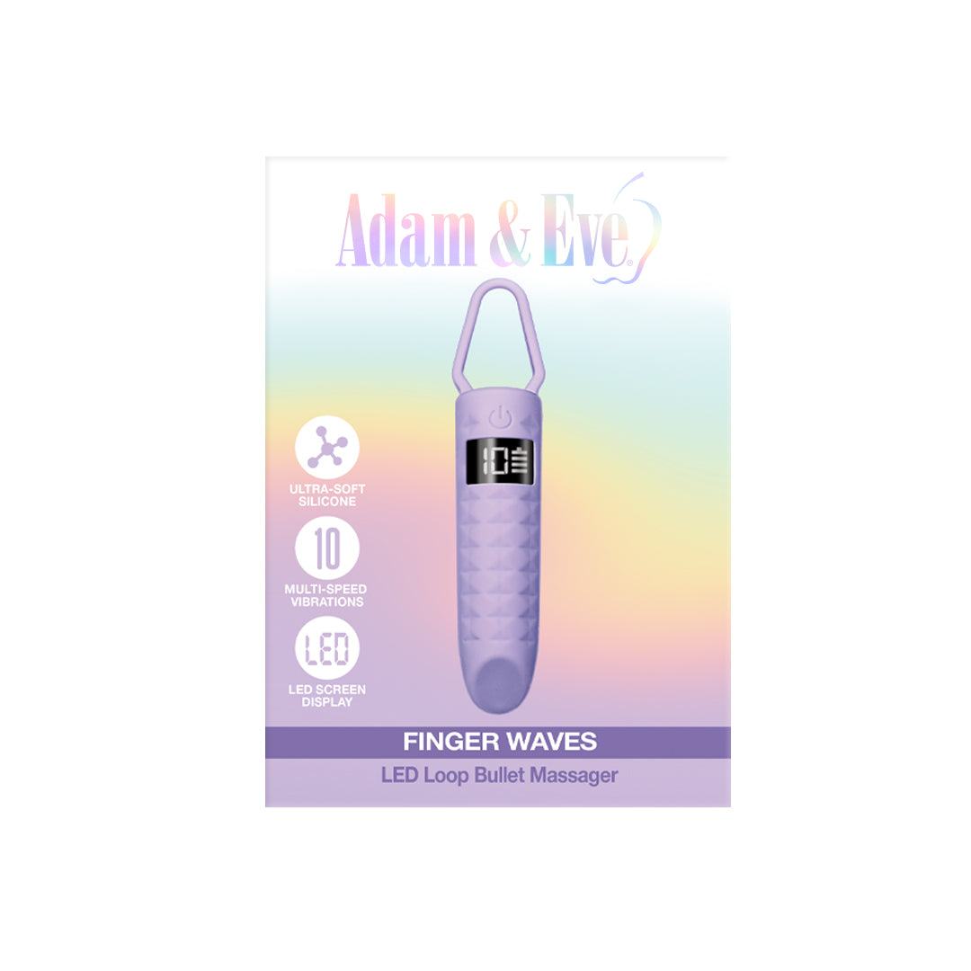 Adam & Eve Finger Waves LED Bullet Vibe Adam and Eve Finger Waves lilac bullet in retail card