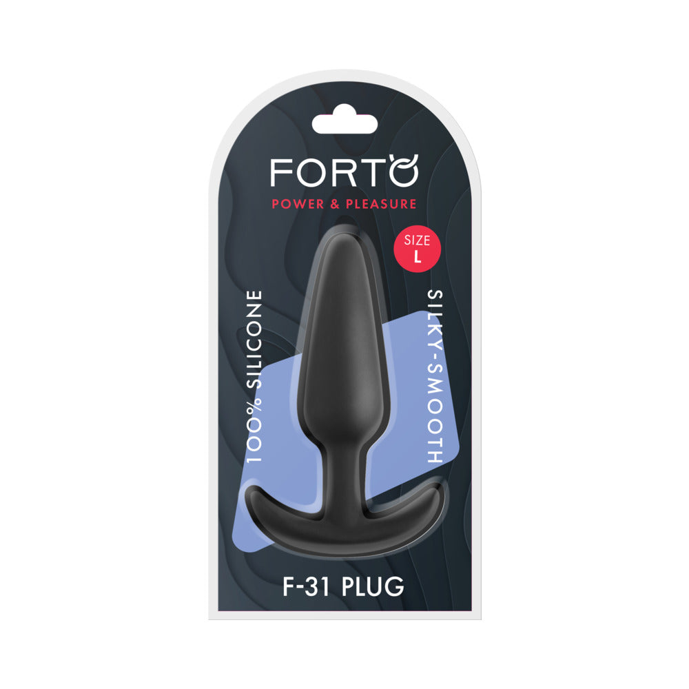 Forto F-31 Silicone Anal Plug Large Black Forto F-31 large black anal plug in retail package
