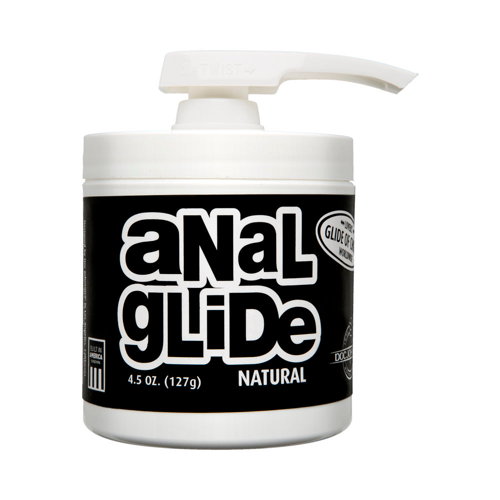 Anal Lube 4.5oz. Pump (Natural) Doc Johnson Anal Glide Natural white pump jar with black label