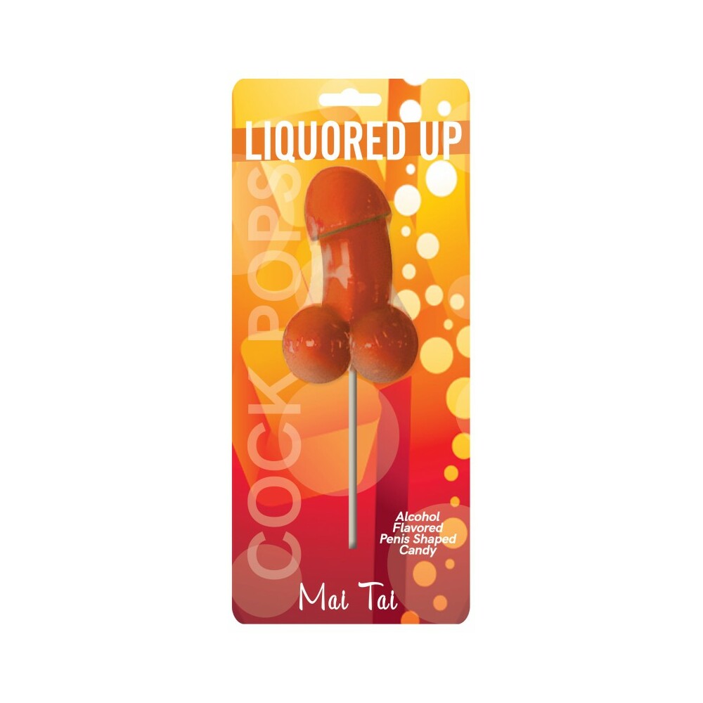 Liquored Up Cock Pop-Mai Tai Liquored Up Mai Tai Cock Pop orange candy pop on orange hanging card