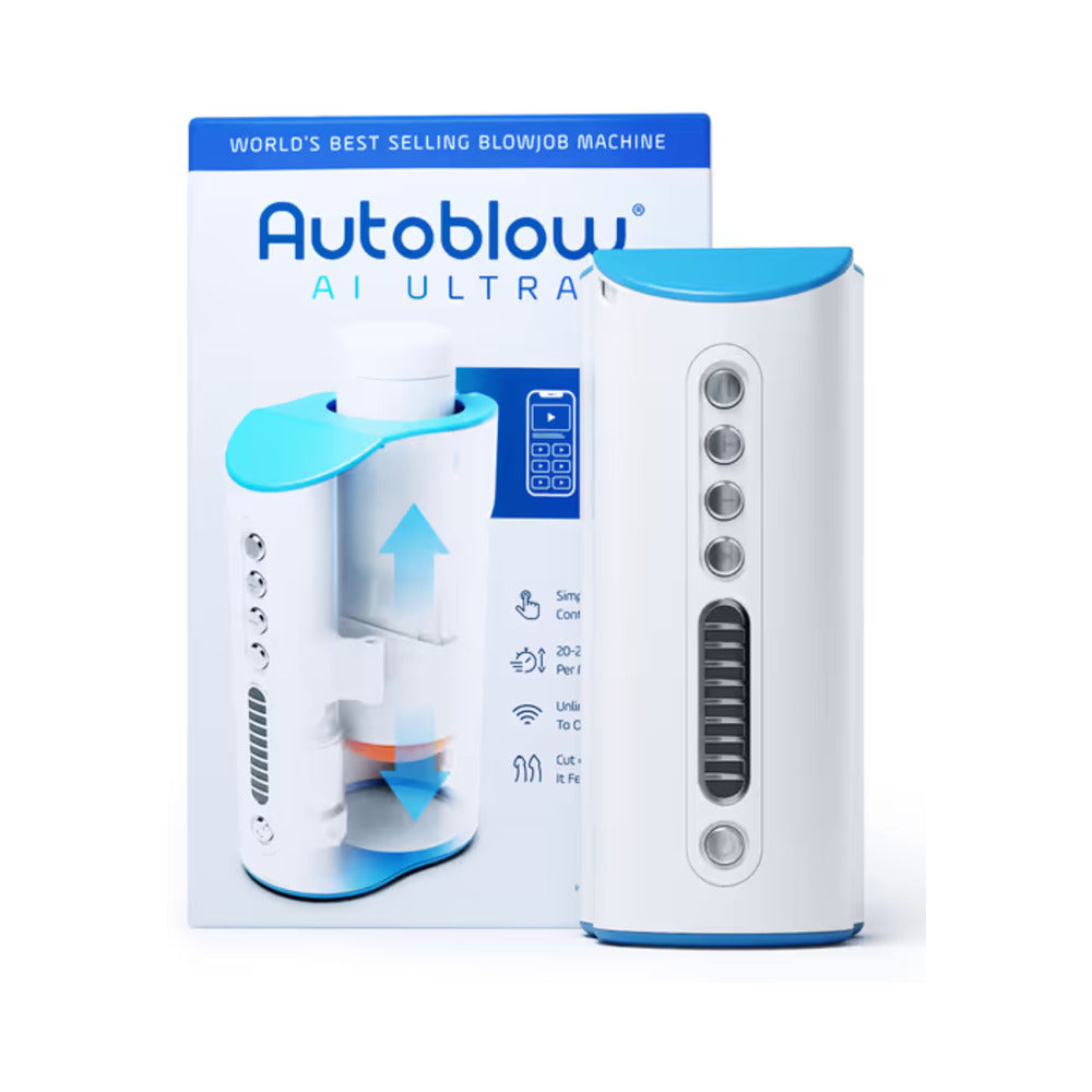 Autoblow AI Ultra with Video Sync Autoblow Ultra white stroker machine and retail box