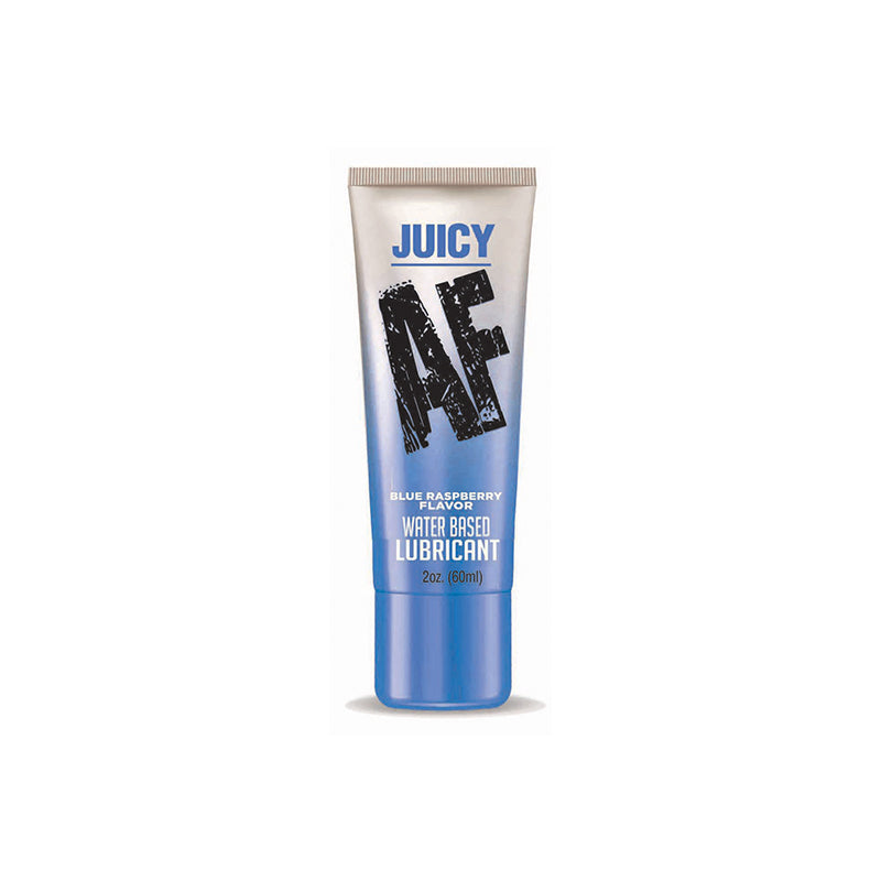 Juicy AF Water Based Lubricant Blue Raspberry 2 oz. Juicy AF Blue Raspberry 2 oz compact silver and blue squeeze tube
