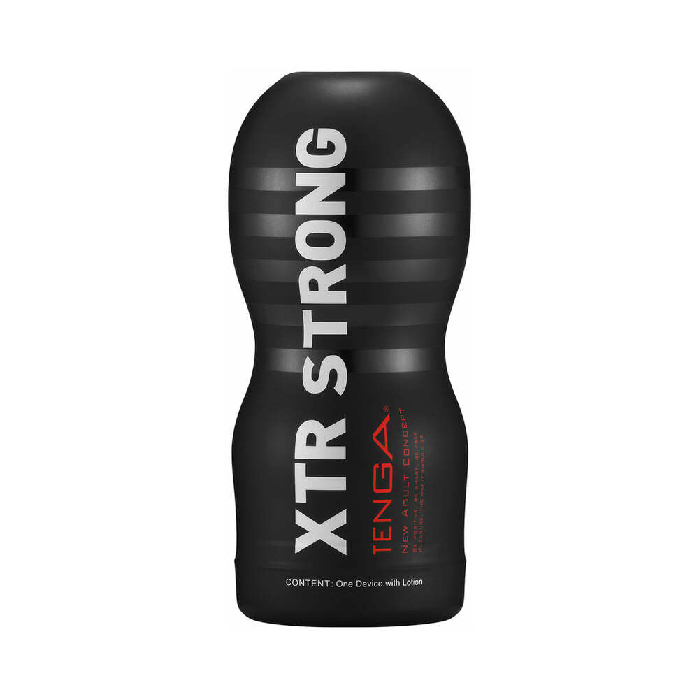 Tenga Original Vacuum Cup Extra Strong Stroker Front view of black Tenga Original Vacuum Cup XTR Strong