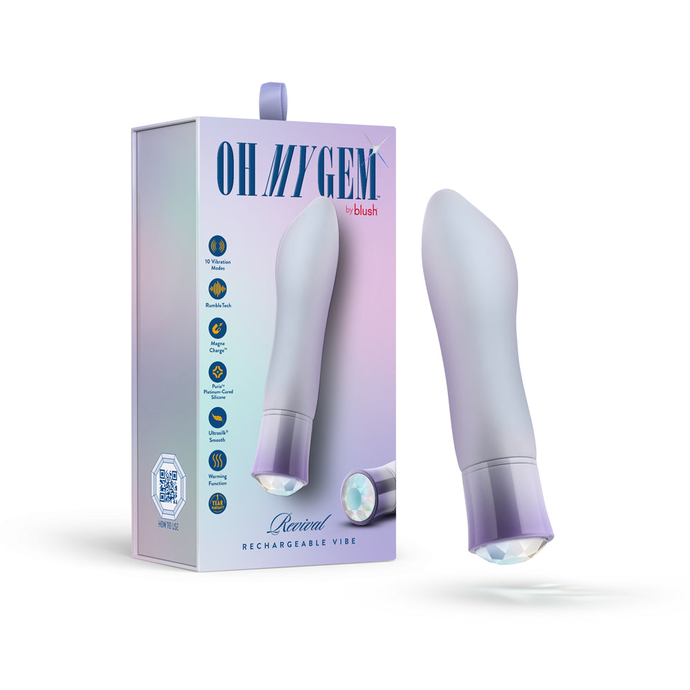 Oh My Gem Revival Opal opal-white Oh My Gem Revival curved vibrator with white retail box