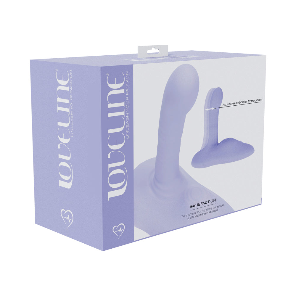 LoveLine Satisfaction Grinder Adjustable Thrusting Pulse Wave Purple Shots LoveLine Satisfaction purple grinder in wide retail box