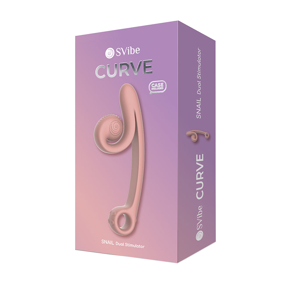 SVibe Snail Curve Peach purple SVibe Snail Curve retail box with peach dual vibrator graphic