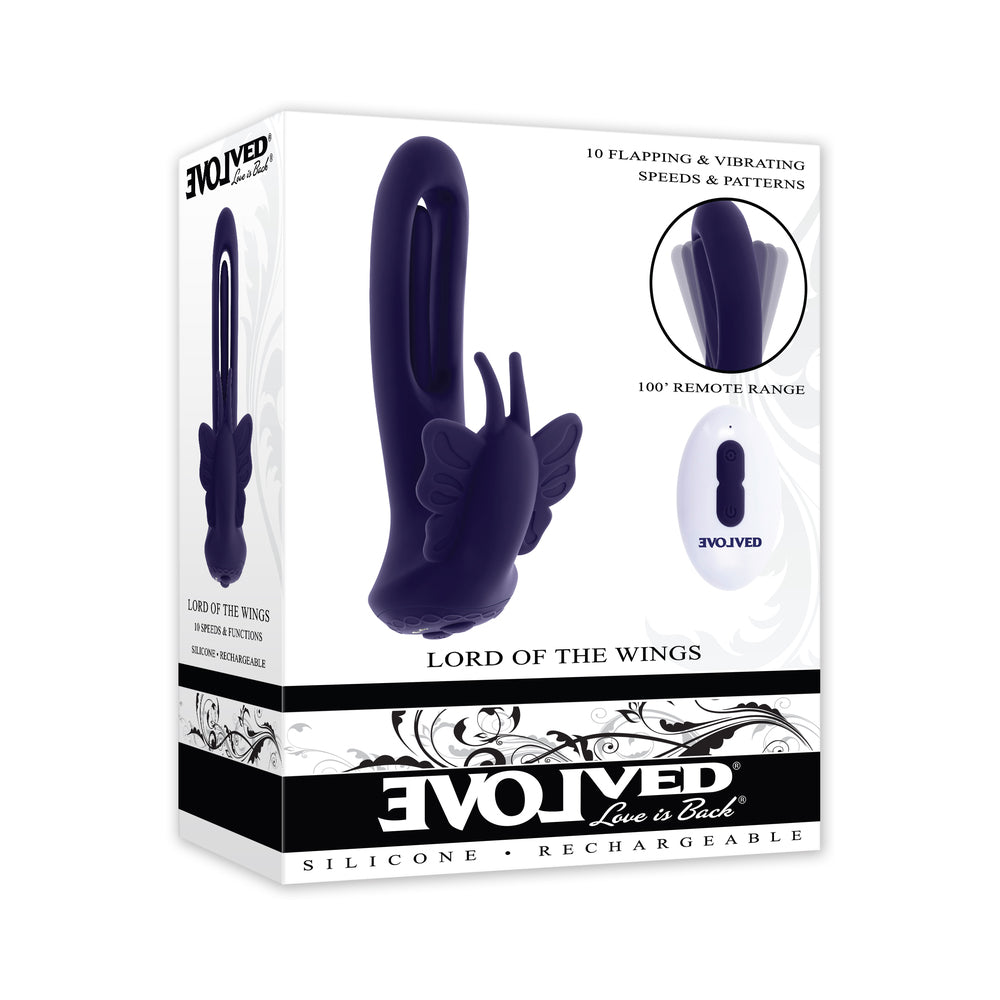 Evolved Lord Of The Wings Purple Evolved Lord of the Wings purple vibrator pictured on retail box