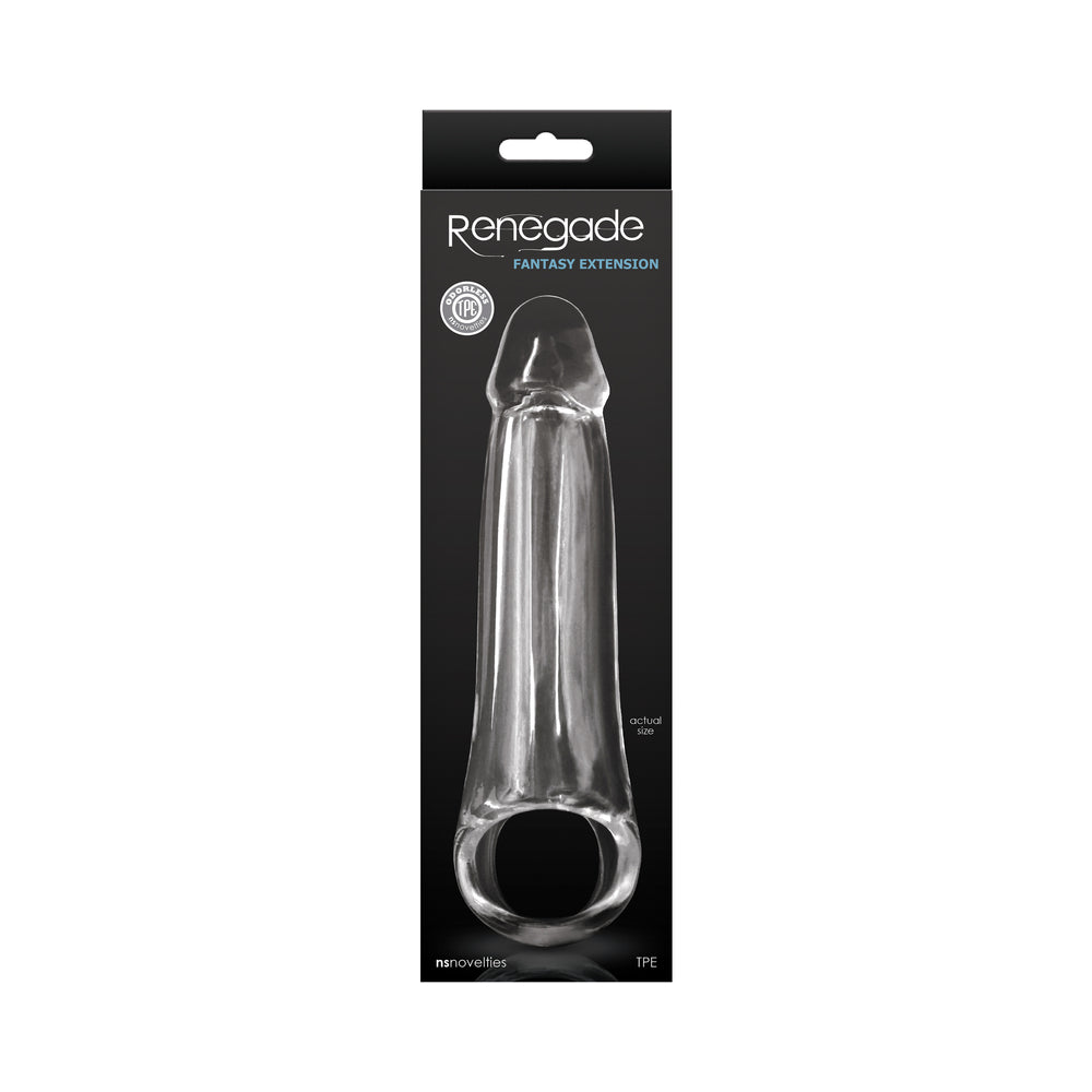 Renegade Fantasy Penis Extension Medium Renegade Fantasy Medium clear extension in black package
