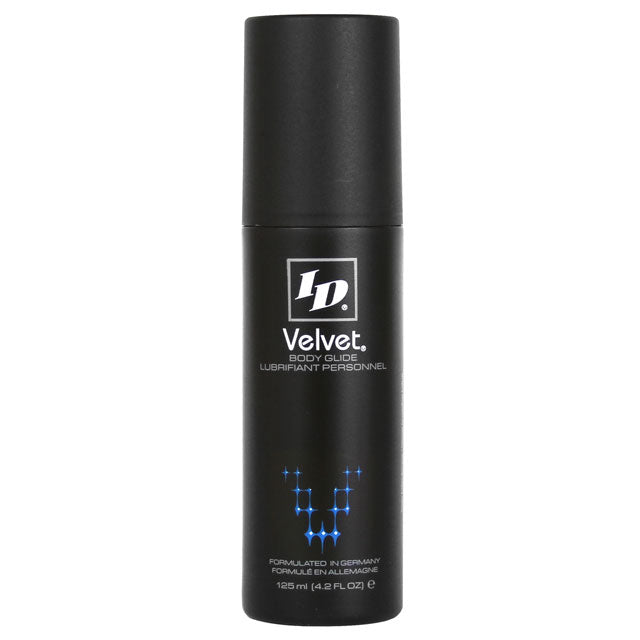 ID Velvet Silicone Lubricant 125ml (4.2 fl oz) Tall matte-black 4.2 oz ID Velvet silicone lubricant bottle