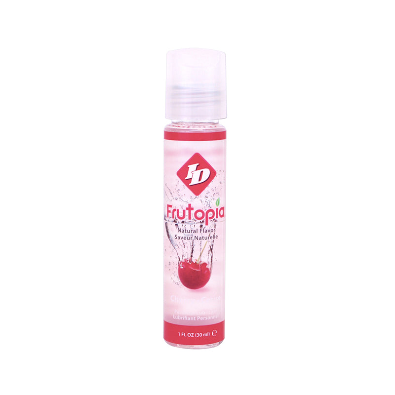 ID Frutopia Cherry Flavored Lubricant 1 fl oz. Pocket Bottle ID Frutopia Cherry 1 oz clear pocket bottle with pink cherry label
