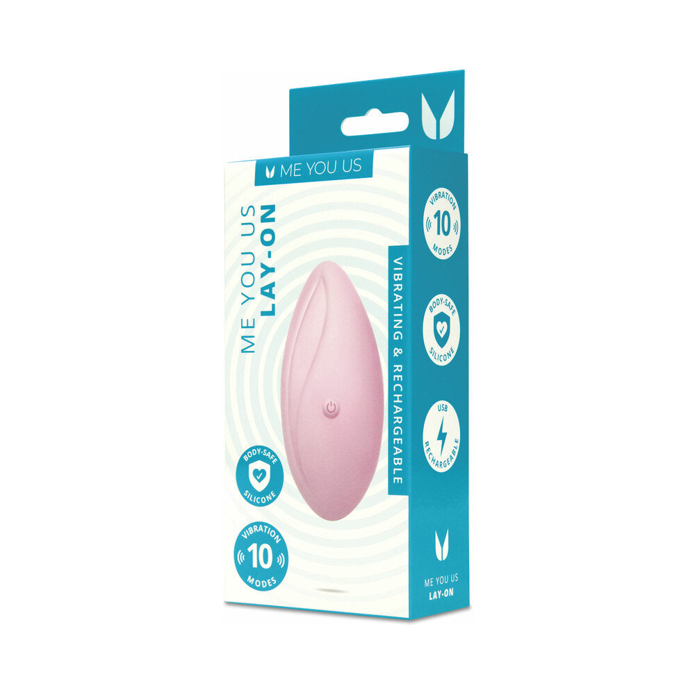 Me You Us Lay-On Vibrator Pink Light-pink Me You Us Lay-On vibrator in teal-white box