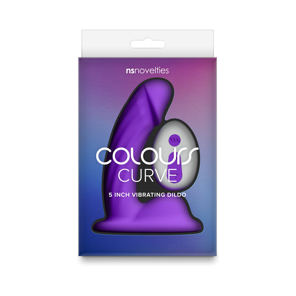 Colours Curve Vibrating 5 in. Dildo Purple Purple Colours Curve 5-inch vibrator pictured on retail box