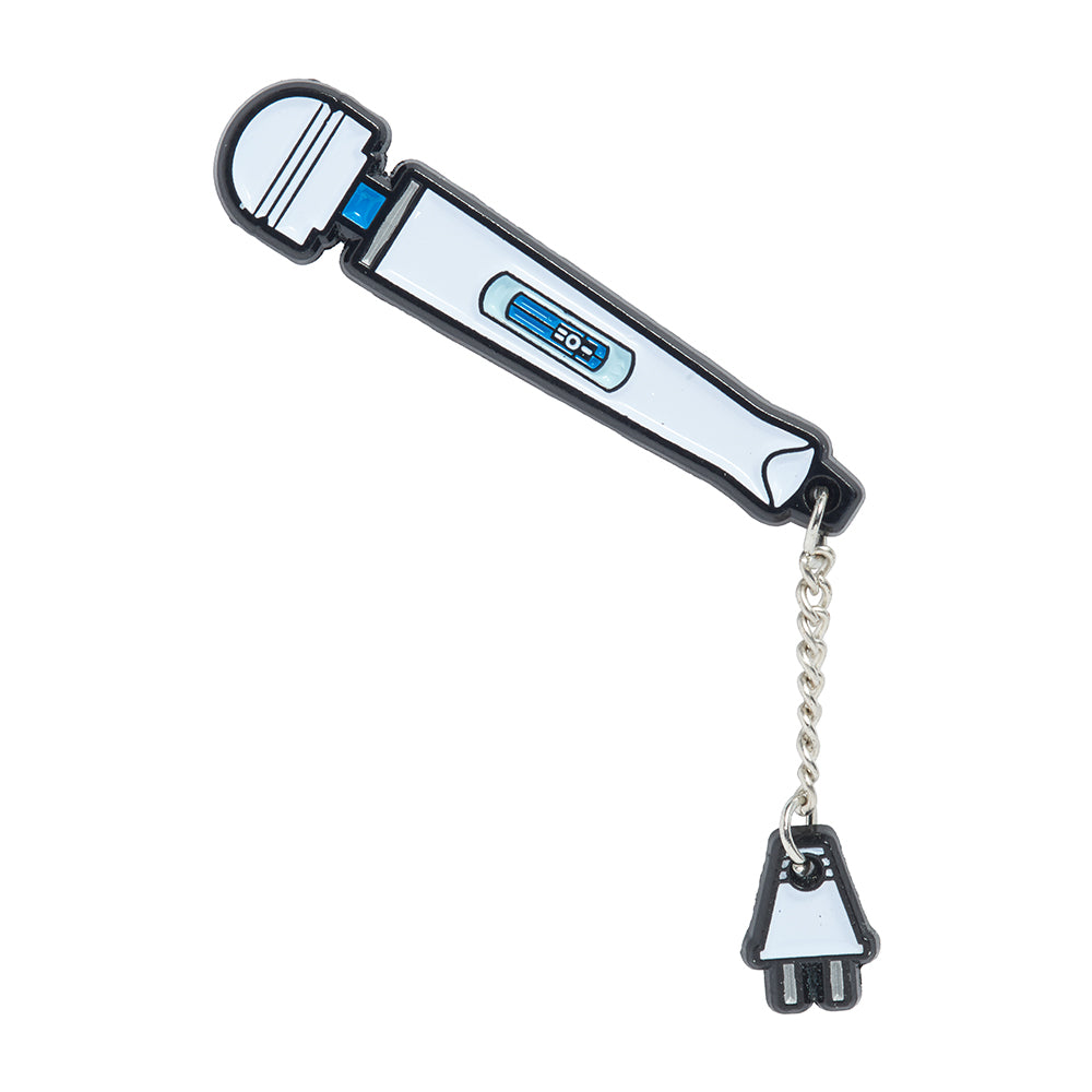 Magic Wand Original Enamel Pin White and blue Magic Wand Original pin with dangling plug charm