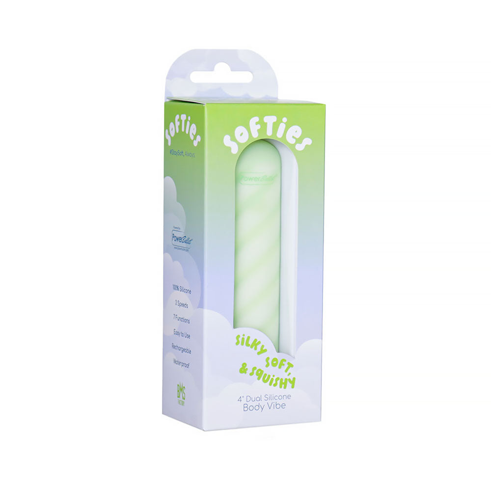 Softies Dual Layer Bullet 4 in. Green BMS Softies Dual Layer Bullet in green inside a green and white window retail box