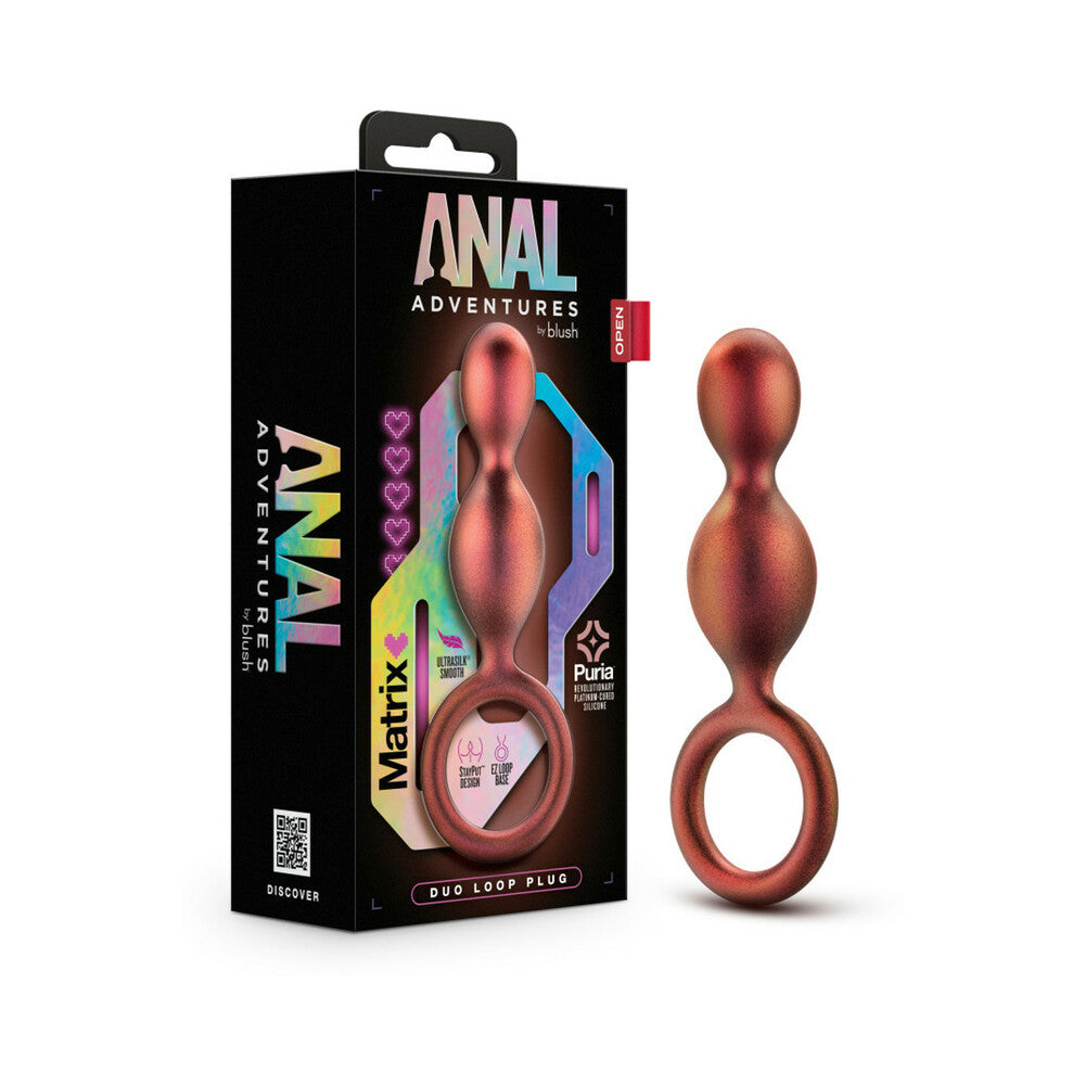 Anal Adventures Matrix Silicone Duo Loop Plug Copper Copper Blush Matrix Duo Loop plug with retail box