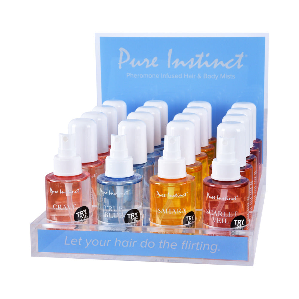 Pure Instinct Pheromone Hair & Body Mist 21-Piece Acrylic Display Bundle with Testers Pure Instinct Pheromone Hair & Body Mist 21-Piece Acrylic Display Bundle with Testers