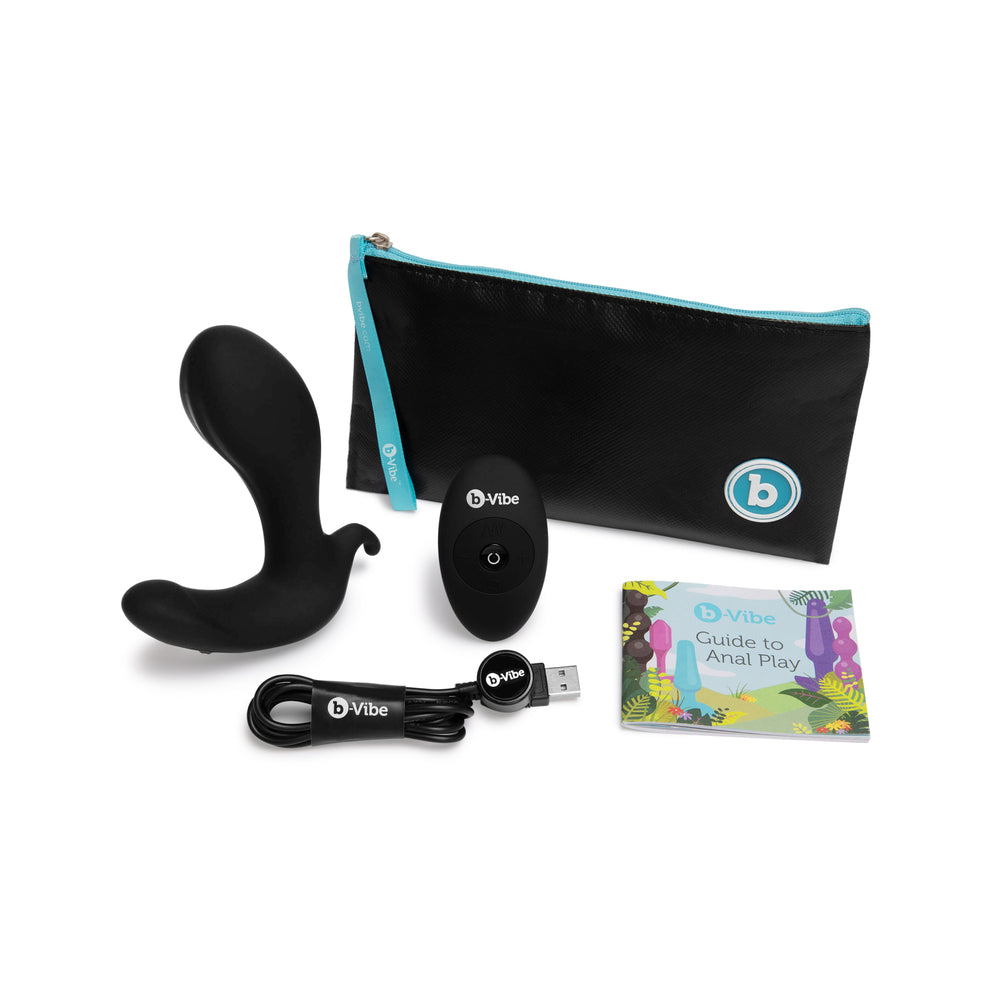 b-Vibe Expand Expanding and Vibrating Remote Control Plug Black black b-Vibe Expand plug with remote charger pouch and guide