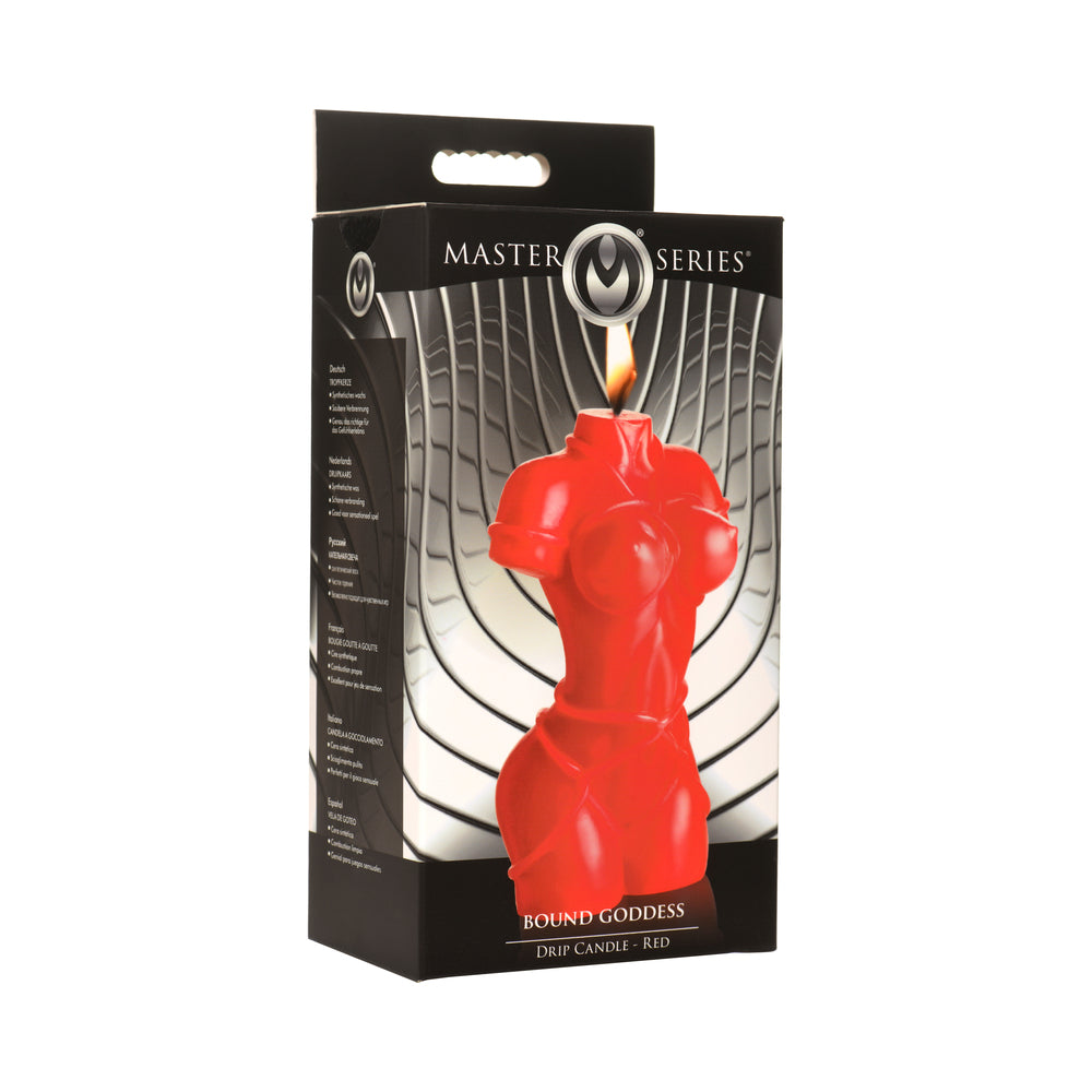 Master Series Bound Goddess Drip Candle Red red Bound Goddess torso-shaped drip candle displayed in retail box
