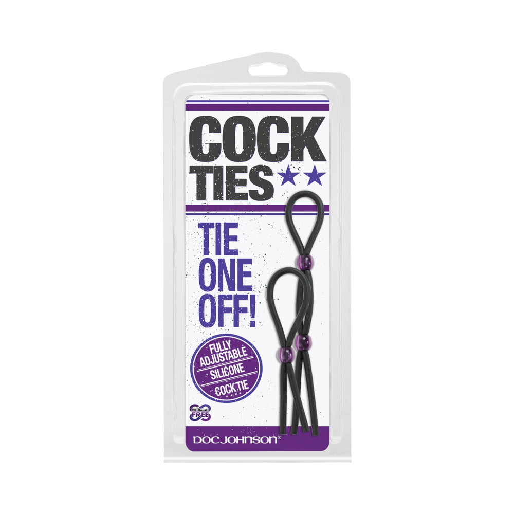 Cock Ties (Black) Lasso/Bolo Doc Johnson black Cock Ties lasso set in clear hanging package