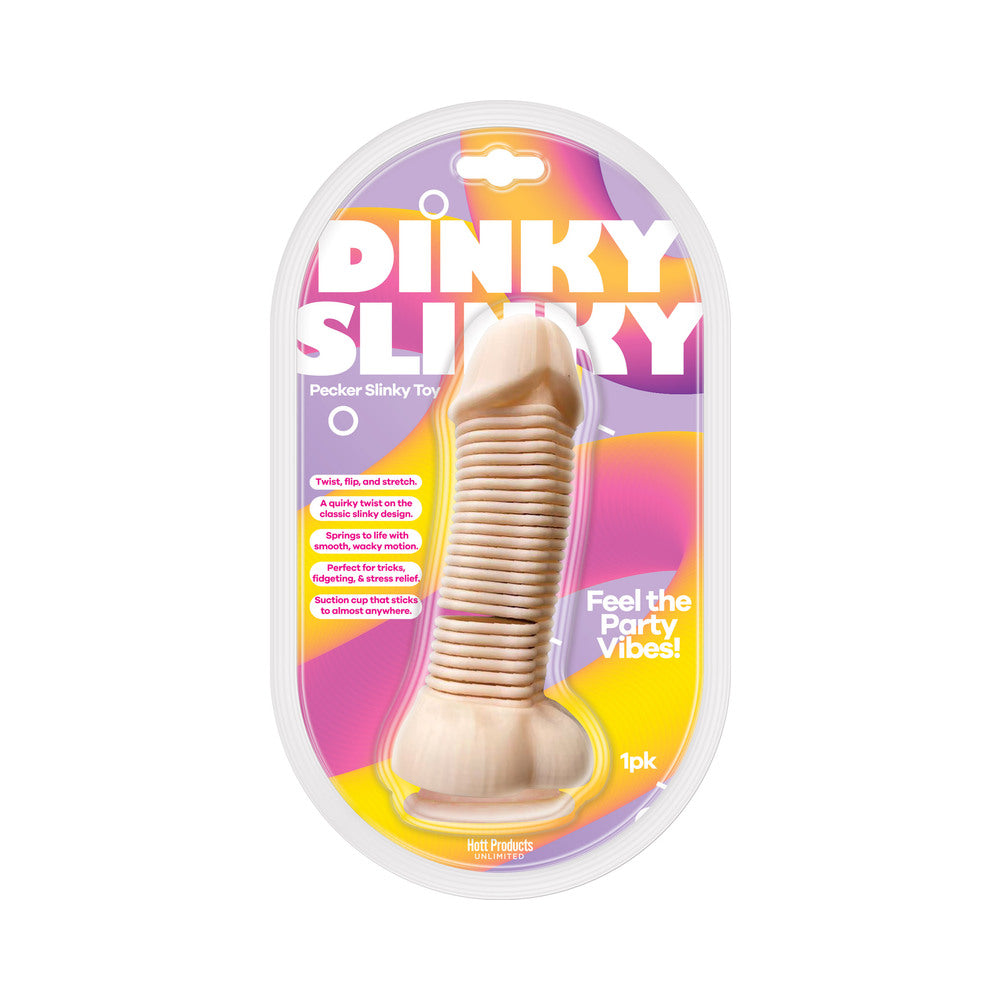Dinky Slinky Pecker Spring Toy with Suction Cup Copper-tone Dinky Slinky spring toy on pink retail card