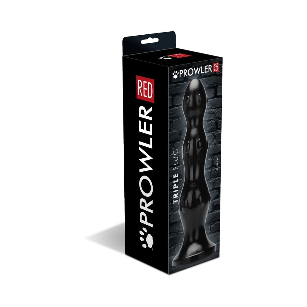 Prowler RED Beaded Textured Triple Plug Black Prowler RED black triple-beaded PVC plug in retail box