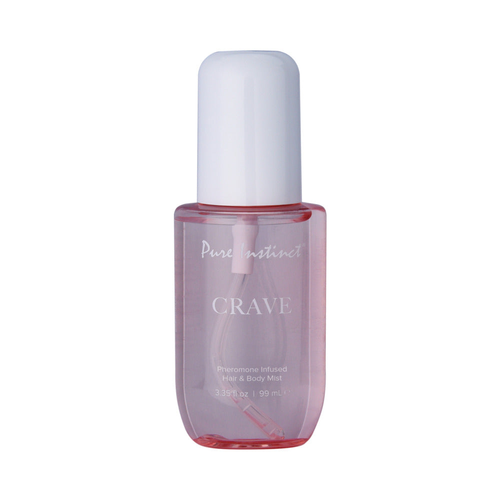 Pure Instinct Pheromone Hair & Body Mist Crave 3.35 oz. Translucent pink-purple Pure Instinct Crave mist bottle