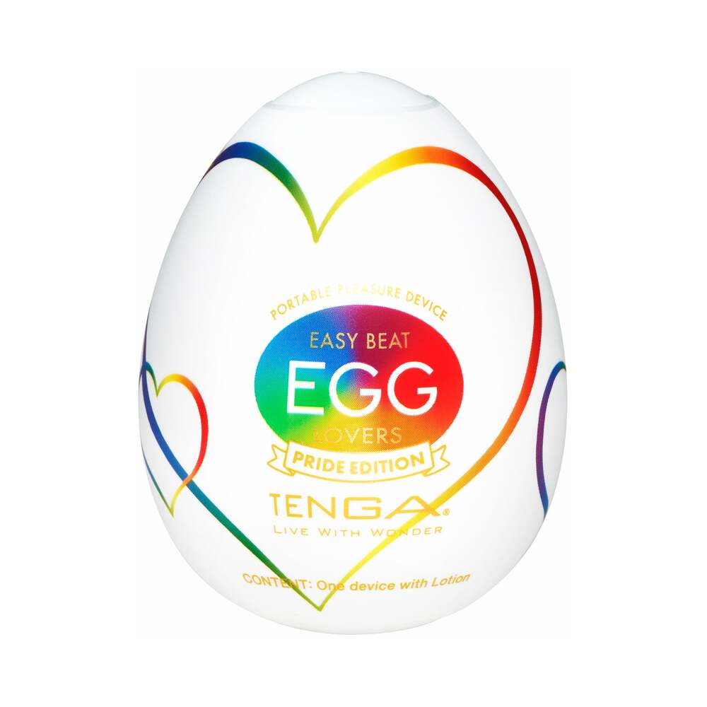 Tenga Egg Lovers Pride Edition White TENGA Egg Lovers Pride Edition package with rainbow heart outline
