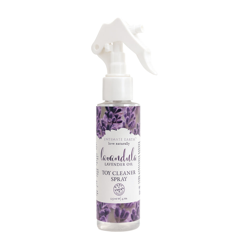 Intimate Earth Lavandula Toy Cleaner Spray 4.2 oz. Intimate Earth Lavandula Toy Cleaner in clear trigger-spray bottle