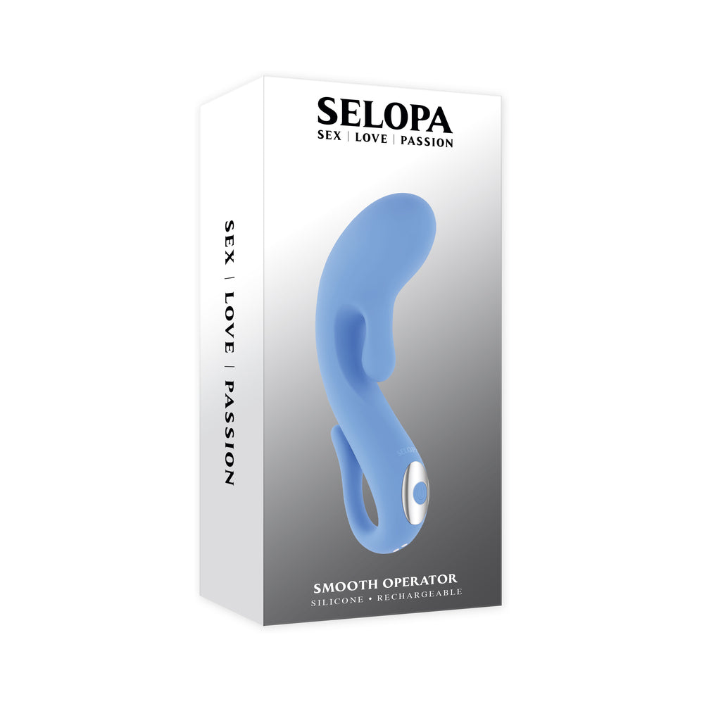 Selopa Smooth Operator Mini Curved G-Spot Tickler Blue Selopa Smooth Operator Mini blue vibrator in white retail box