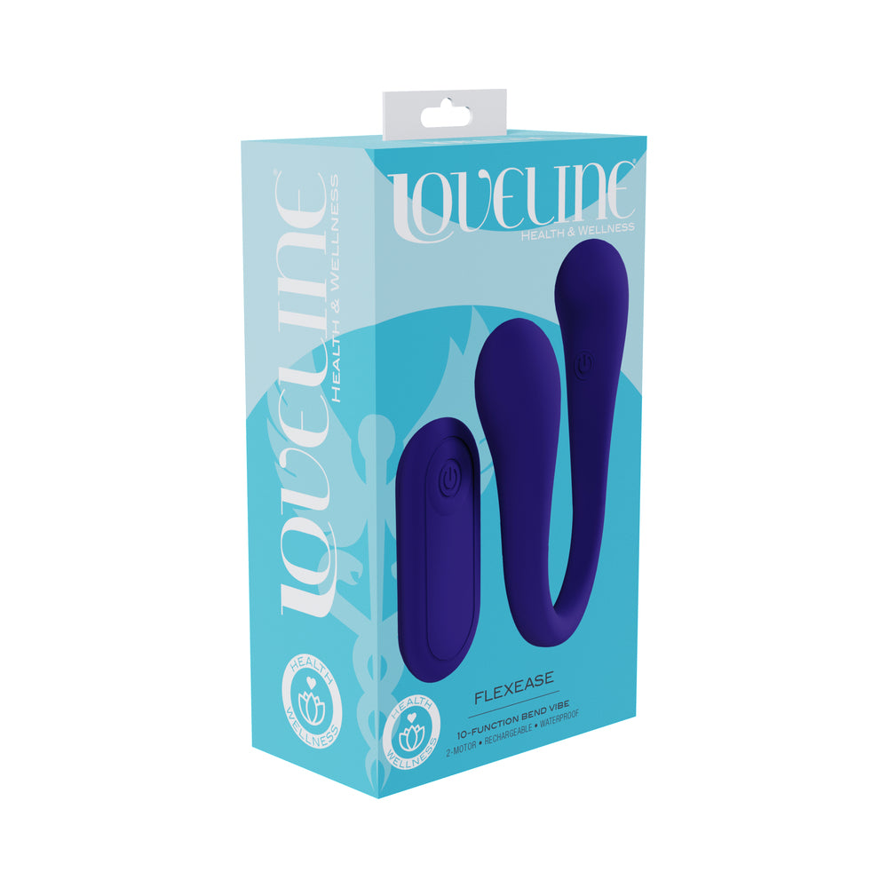LoveLine FlexEase Bend Vibe Liquid Silicone Purple Shots LoveLine FlexEase purple dual-ended vibrator retail box