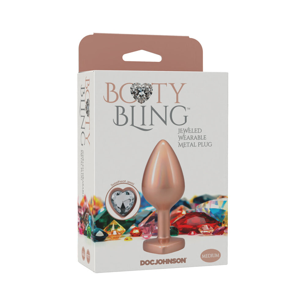Booty Bling Heart Diamond Jeweled Metal Plug Gold Medium Medium gold Booty Bling metal plug in white jeweled box
