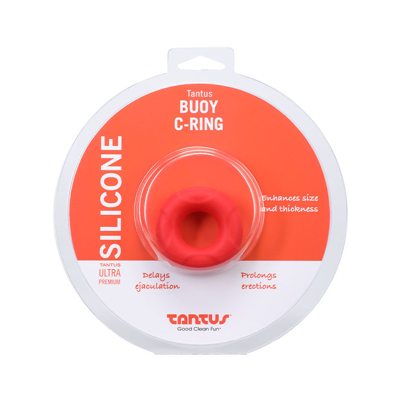 Tantus Buoy C-Ring Medium Crimson Tantus Buoy Medium Crimson silicone C-ring package
