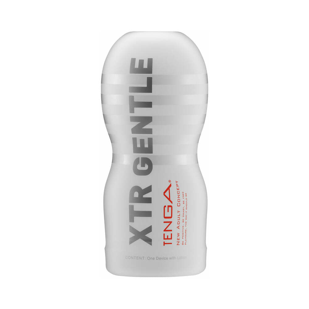 Tenga Original Vacuum Cup Extra Gentle Stroker Front view of white Tenga Original Vacuum Cup XTR Gentle