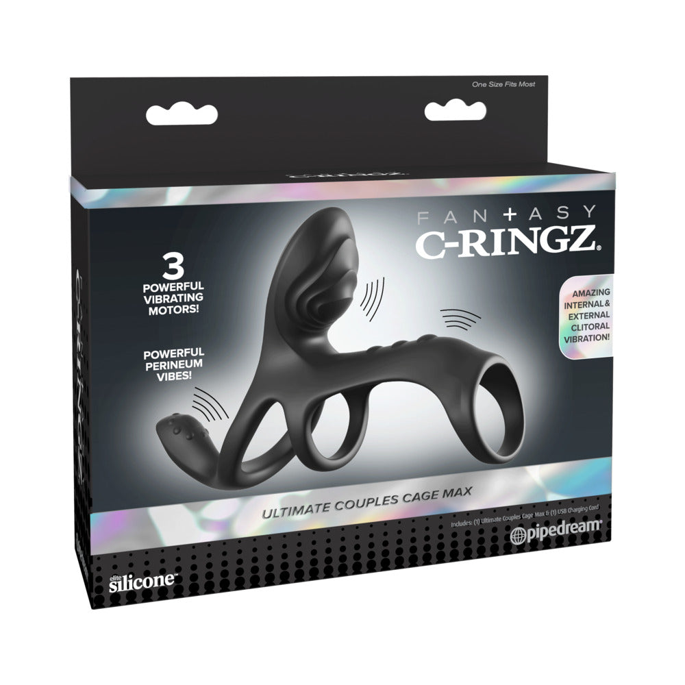 Fantasy C-Ringz Ultimate Couples Cage Max Black Black Fantasy C-Ringz Couples Cage Max on retail box