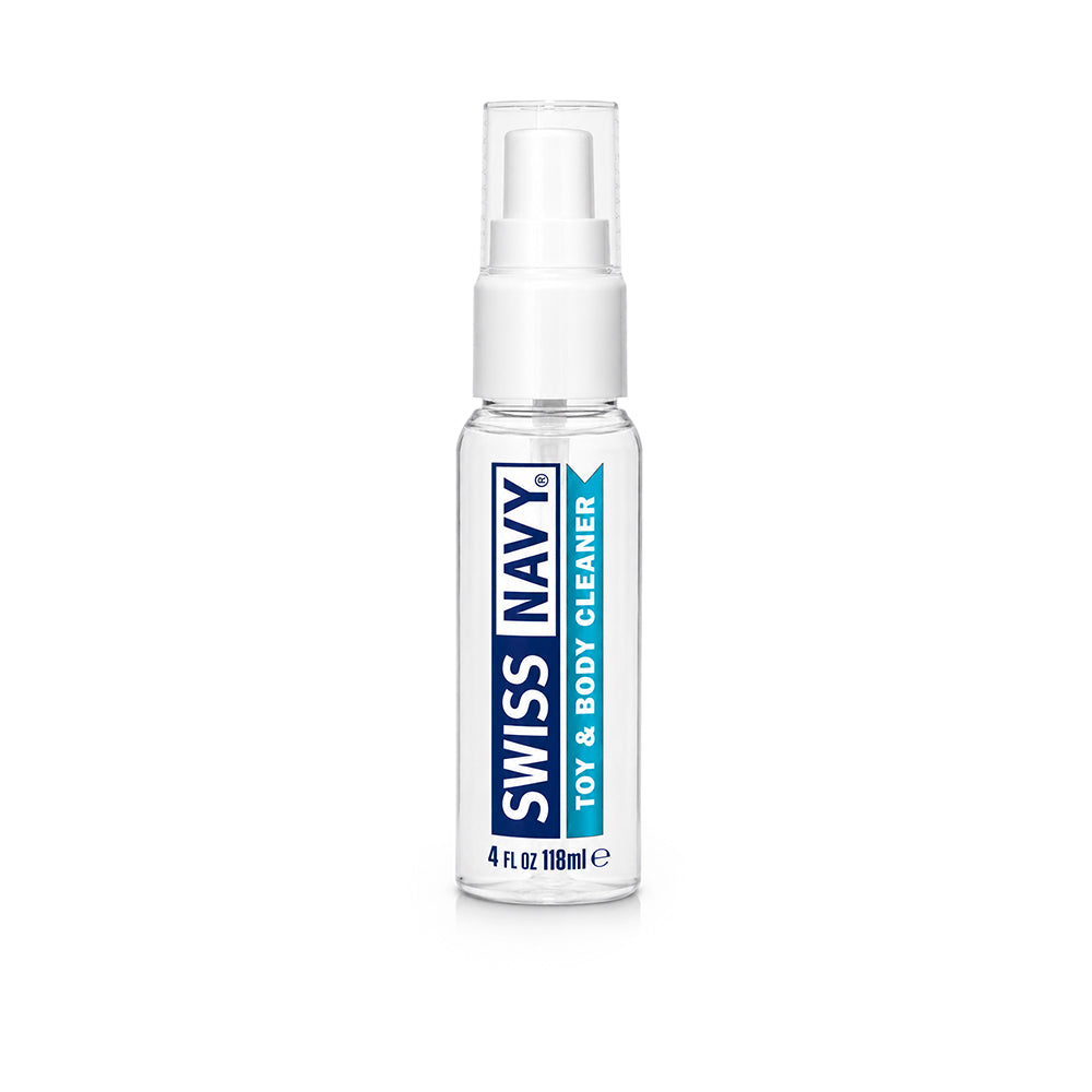 Swiss Navy Toy Cleaner 4oz clear 4 oz Swiss Navy Toy and Body Cleaner bottle with white spray pump